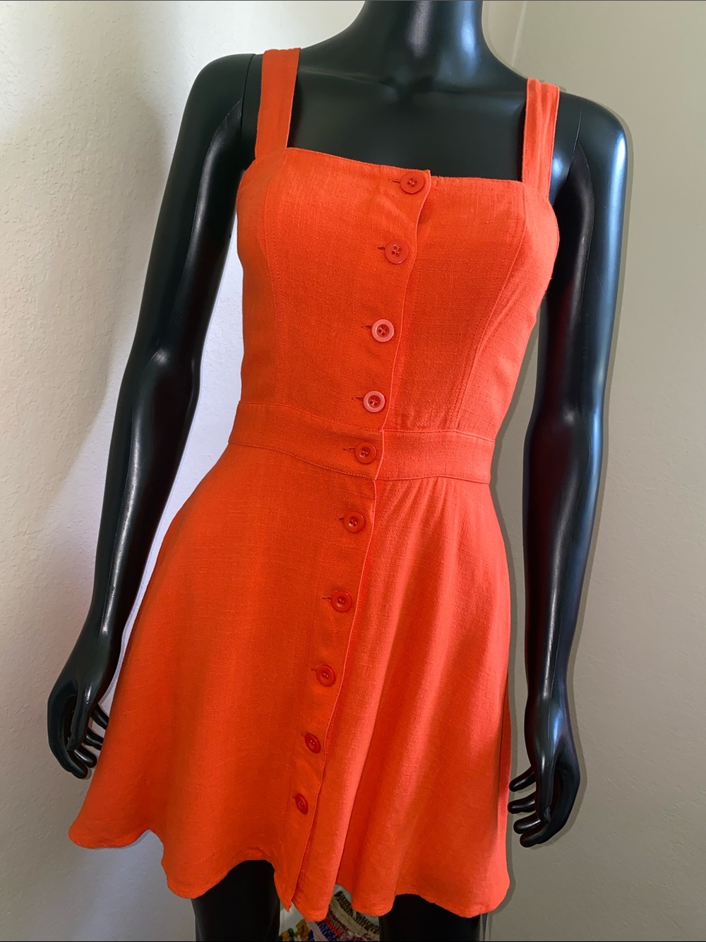 Lulu's Bright Orange Button-Front Mini Dress NWTs - Picture 1 of 15